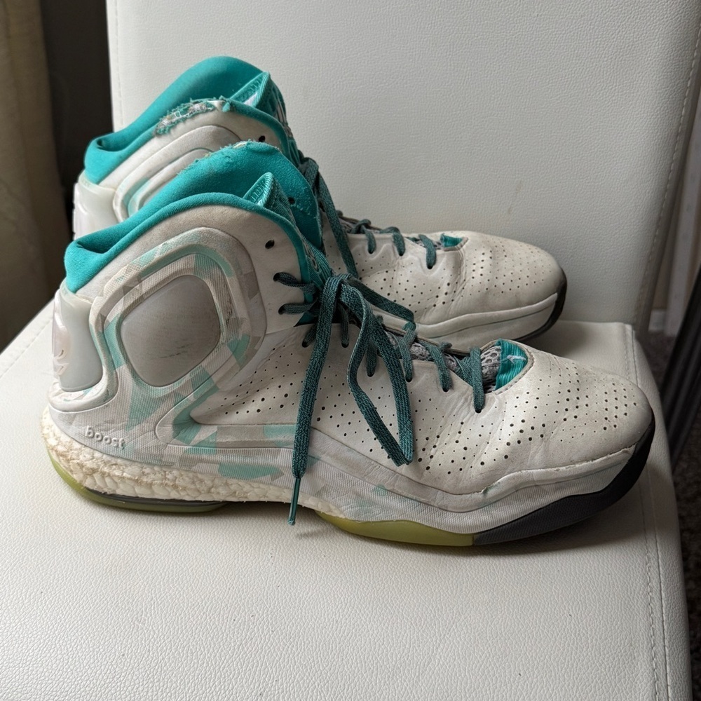 Adidas D Rose 5 Teal and White Basketball Shoes - Picture 13 of 14